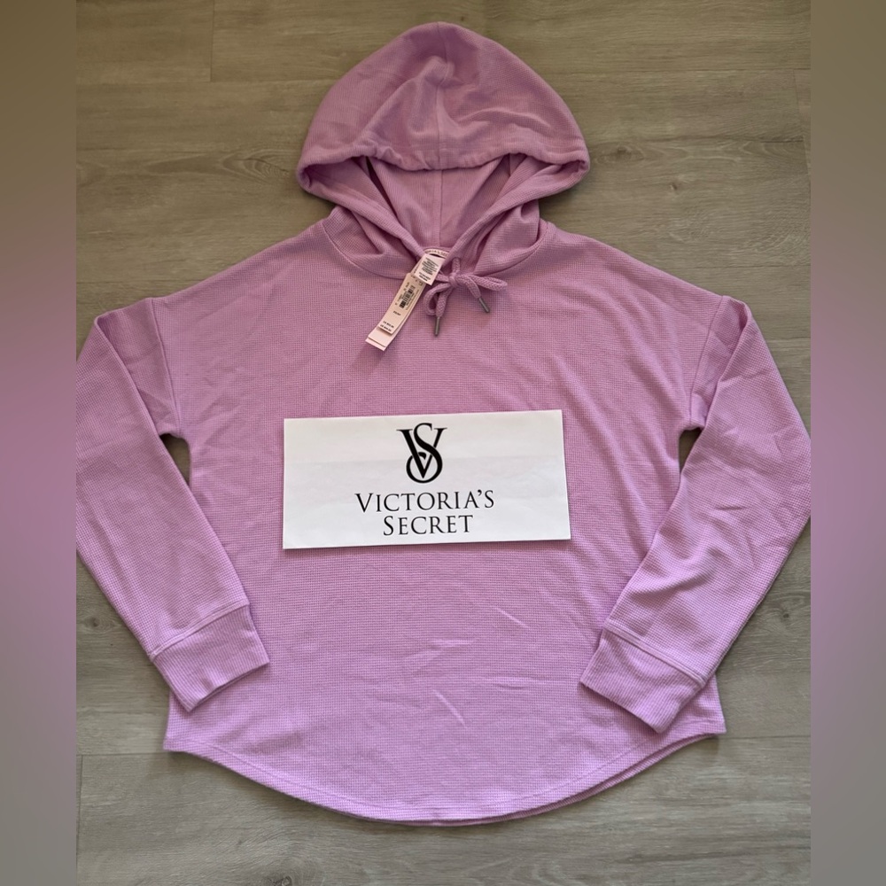NWT! VICTORIA’S SECRET Waffle Knit Lavender Hoodie Relaxed Fit - XS